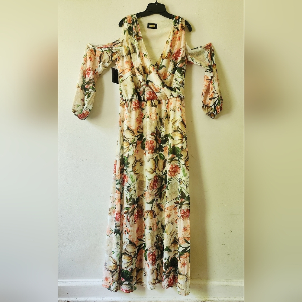 Alexia Admor Floral Maxi Cold Shoulder Dress